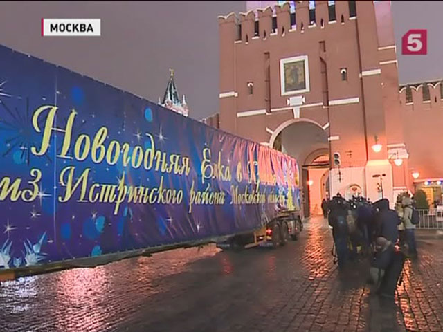 В Московский Кремль доставили главную новогоднюю ель России