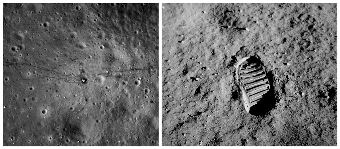 Следы луны 14 вк. Следы Аполлона 11 на Луне.